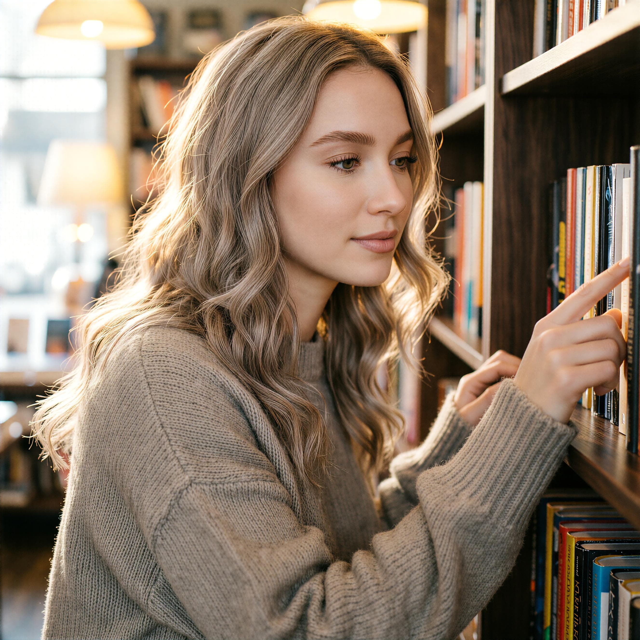 AI换发型示例:图书馆